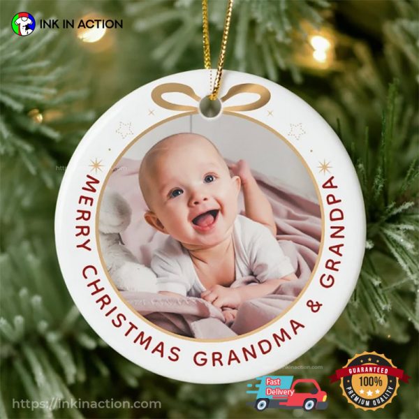 Custom First Christmas as Grandparent Ornament, Personalized Picture Ornaments