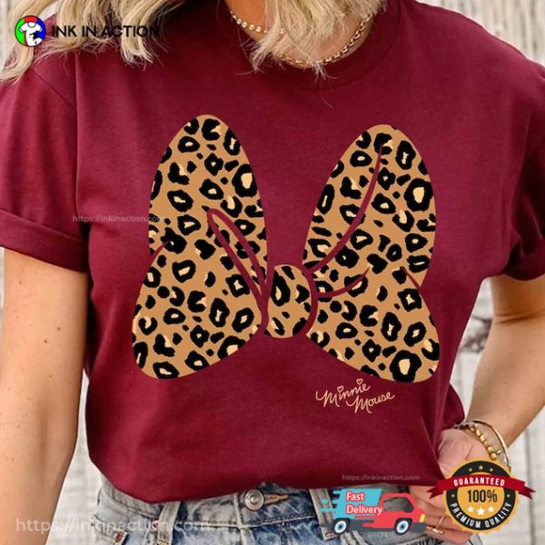 Disney Minnie Mouse Leopard Print Bow, Mickey And Friends Tee