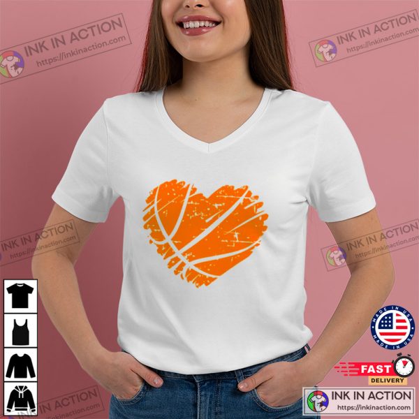 Distressed Basketball Heart Shirt, Basketball Graphic Tees