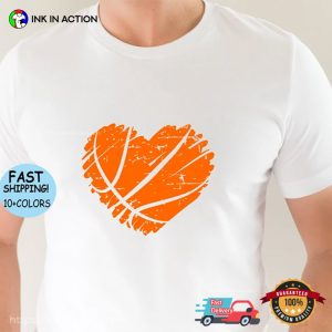 Distressed Basketball Heart Shirt, basketball graphic tees 5