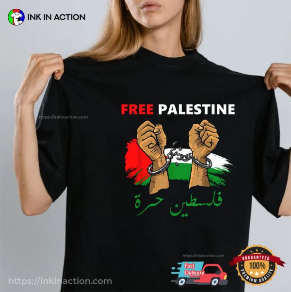Free Gaza Free Palestine Flag Arabic Human Rights T-shirt