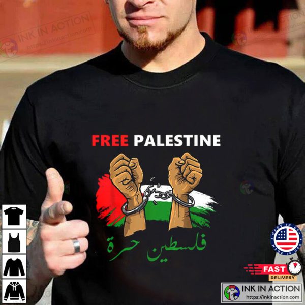 Free Gaza Free Palestine Flag Arabic Human Rights T-shirt