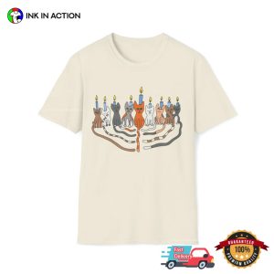 Funny Cat Menorah festival of lights Hanukkah Comfort Colors Tee 1