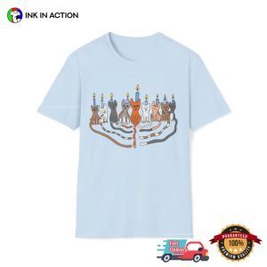 Funny Cat Menorah festival of lights Hanukkah Comfort Colors Tee 2