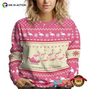 Funny Flamingo Santa Pink Christmas funny Ugly Sweatshirt 2