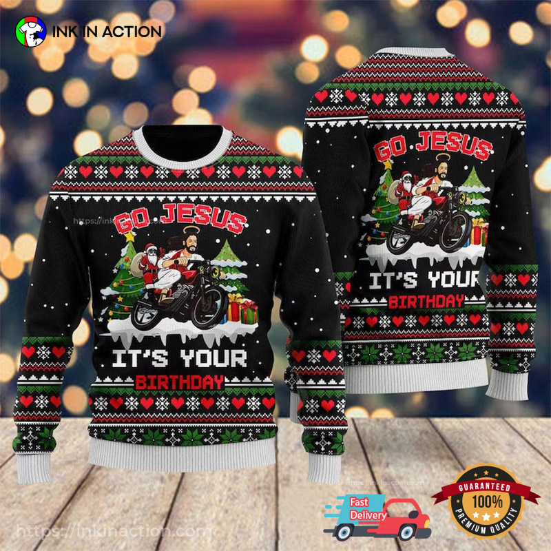 Ugly christmas sweater hot sale jesus it's my birthday