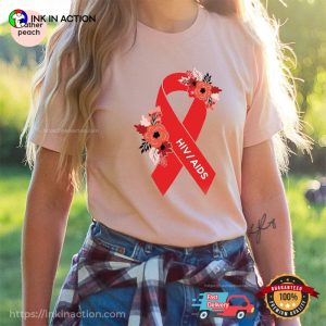 HIVAIDS Red Ribbon For Cancer Fighter Tee, World HIV Aids Day