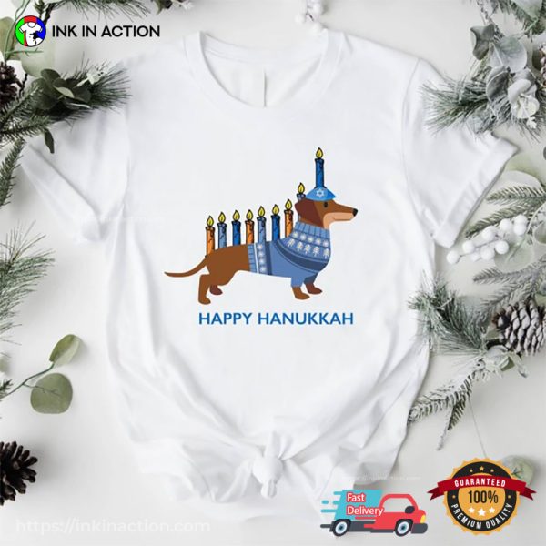 Happy Hanukkah Chanukah Dog Funny Tee