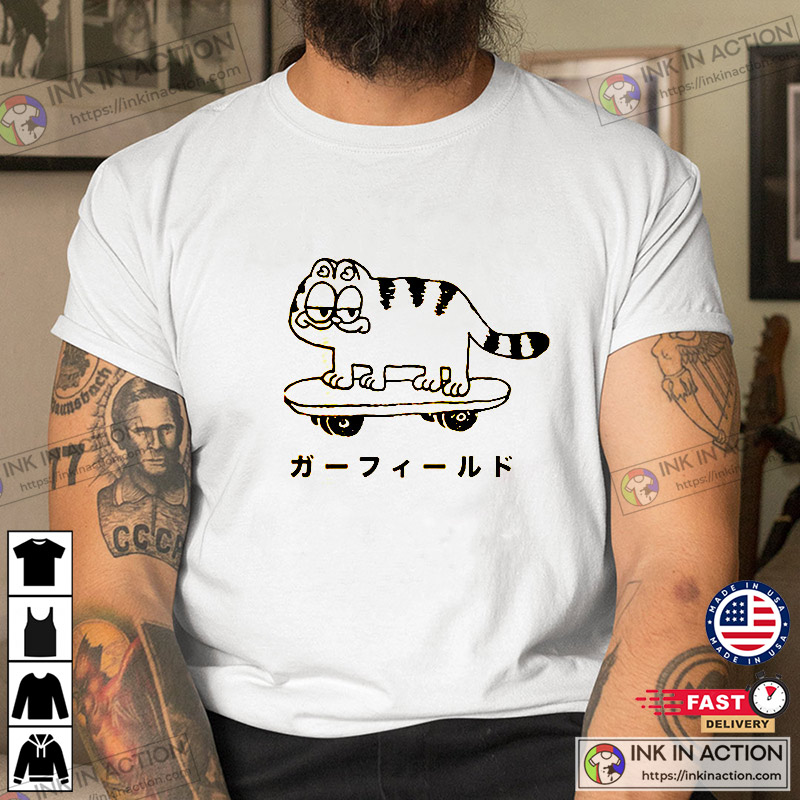 Japanes Cool Garfield Skate Vintage T-shirt