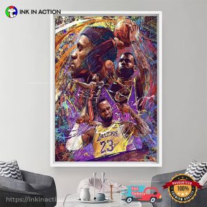 LeBron James NBA Watercolors Painting T Shirt 1