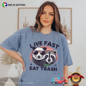 Live Fast Eat Trash Opossum and Racoon Comfort Colors Shirt 2