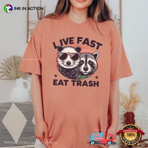 Live Fast Eat Trash Opossum and Racoon Comfort Colors Shirt 3