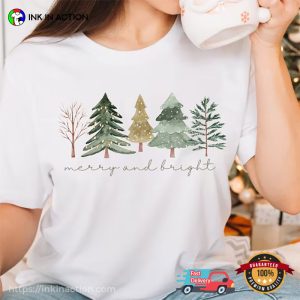 Merry And Bright Christmas Trees Comfort Colors Tee 3