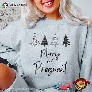 Merry And Pregnant Xmas Tree Vintage Tee Shirt