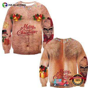 Merry Christmas Hairy Men Funny X Mas Ugly Sweater