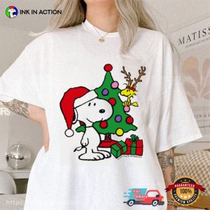 Peanuts Snoopy and Woodstock Christmas tree charlie brown Cartoon Shirt 1