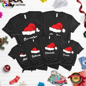 Personalized Family Christmas Santa Hat T Shirt 3