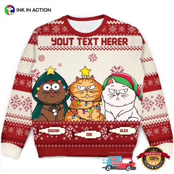 Personalized Xmas Cats Family Cute Christmas Sweatshirt