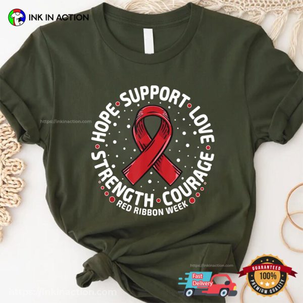 Red Ribbon Week For HIVAIDS Fighter Comfort Colors Tee