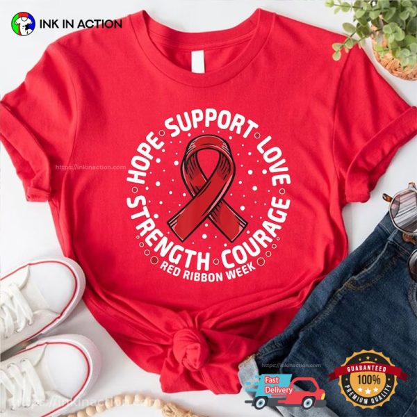 Red Ribbon Week For HIVAIDS Fighter Comfort Colors Tee