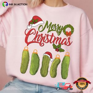Retro Merry christmas pickles T shirt, Funny gifts for pickle lovers 2
