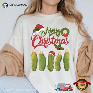 Retro Merry christmas pickles T shirt, Funny gifts for pickle lovers 3