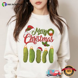 Retro Merry christmas pickles T shirt, Funny gifts for pickle lovers
