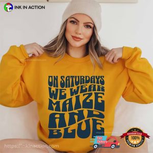 Retro Michigan Maize Blue Football Saturdays Shirt 2