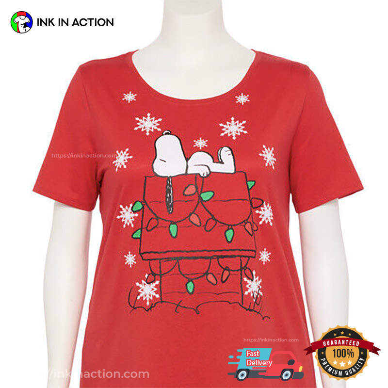 Snoopy Peanuts And Christmas Doghouse T-shirt