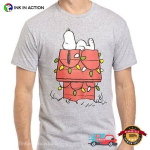 Snoopy peanuts and christmas Doghouse T Shirt 3