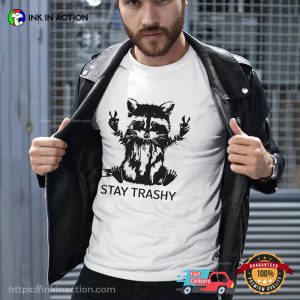 Stay Trashy Raccoon Peace Hands Trash Panda Shirt