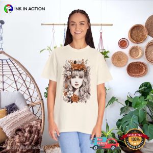 Stevie Nicks Gypsy Girl Floral Art Fleetwood T Shirt 4
