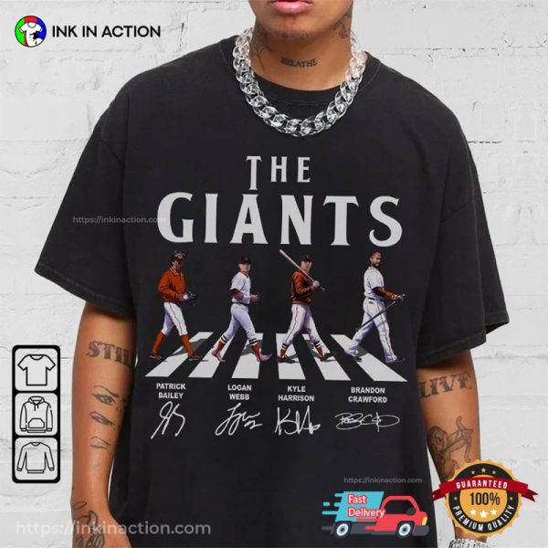 The Giants Walking Abbey Road Signatures Baseball Shirt