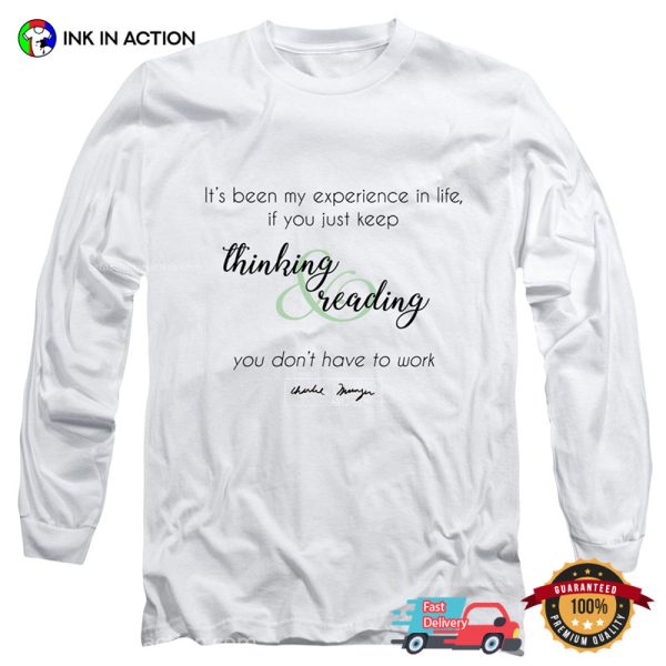 Thinking & Reading Quotes By Charlie Munger Clever T-Shirt