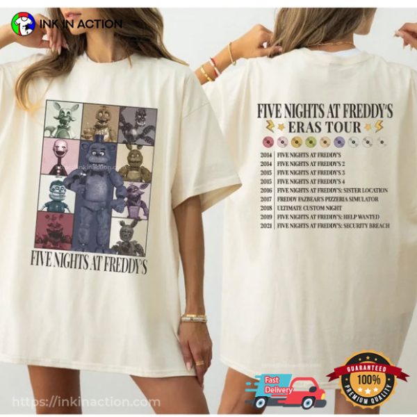 Vintage Five Nights At Freddy’s Eras Tour, Fnaf Video Game Shirt