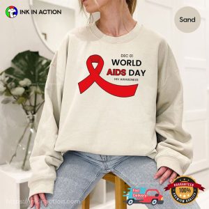 World AIDS Day HIV Awareness Red Ribbon Support T Shirt 1