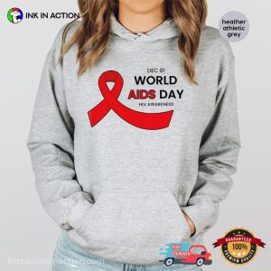 World AIDS Day HIV Awareness Red Ribbon Support T Shirt 2