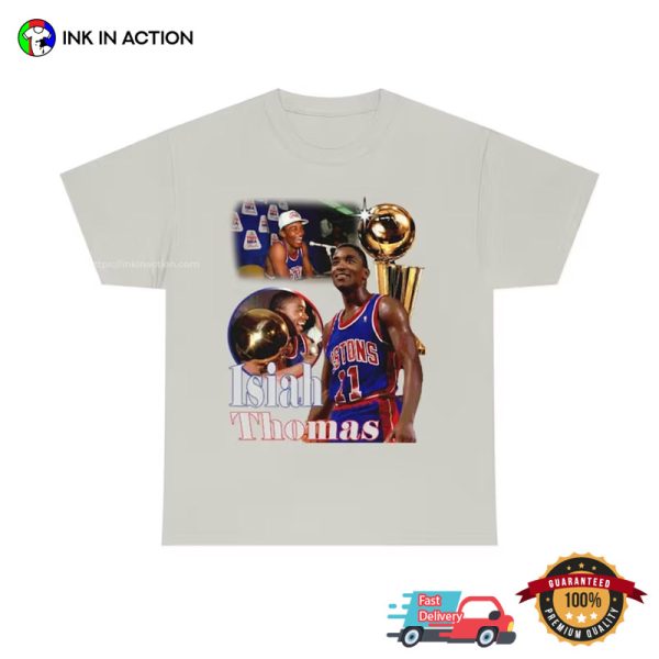 Detroit Piston Isiah Thomas 90s Championship Basketball Graphic T-shirt