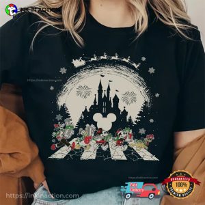 disney very merry christmas party, Mickey And Friends Abbey Road Walking Christmas T shirt 2