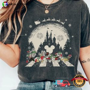 disney very merry christmas party, Mickey And Friends Abbey Road Walking Christmas T shirt 3