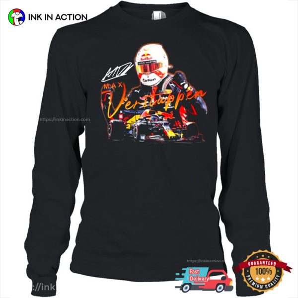 F1 Max Verstappen Racing Cars Signature T-shirt