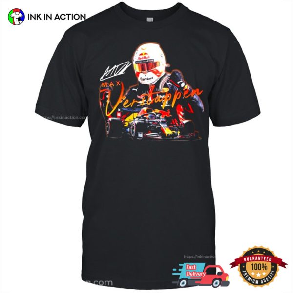 F1 Max Verstappen Racing Cars Signature T-shirt