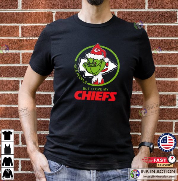 Grinch Santa Claus, I Hate People But I Love My Kansas City Chiefs Shirt