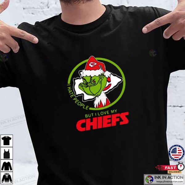 Grinch Santa Claus, I Hate People But I Love My Kansas City Chiefs Shirt