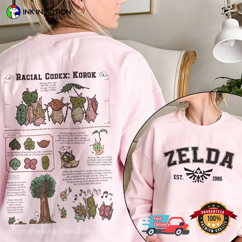 Original Zelda Racial Codex Korok 2 Sided Shirt