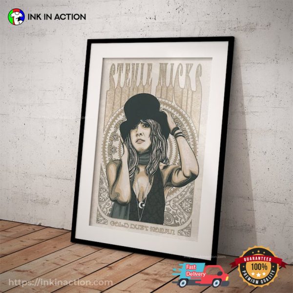 Stevie Nicks 1980s Gold Dust Woman Boho Art Poster, Stevie Nicks Merch