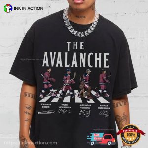 the avalanche Walking Abbey Road Signatures ice hockey t shirts 3