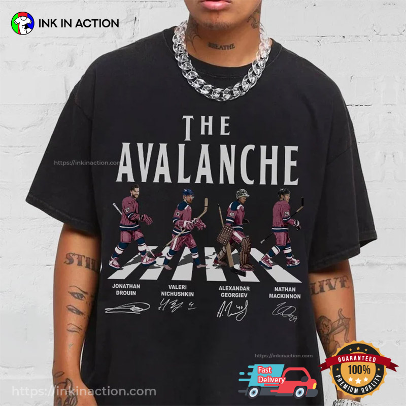 The Avalanche Walking Abbey Road Signatures Ice Hockey T-shirts
