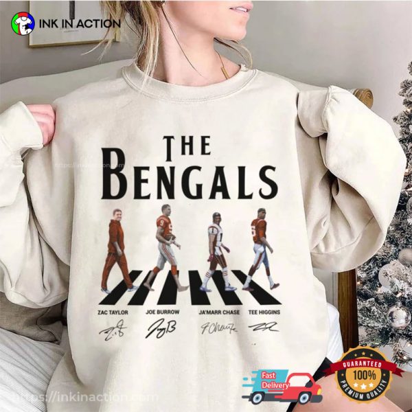 The Bengals Walking The Abbey Road Beatles Inspired Signatures Shirt