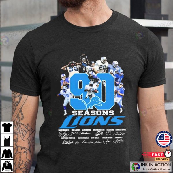 90 Seasons Detroit Lions Football Signatures All Team T-Shirt